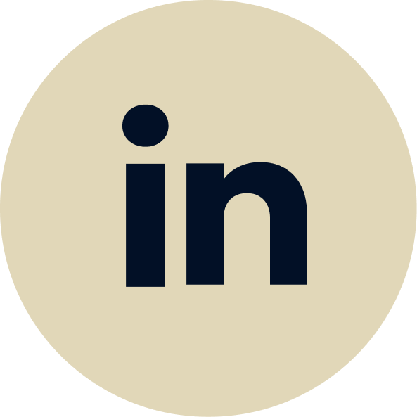 LinkedIn logo with a beige background and black lowercase letters "in" in the center.