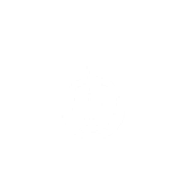 A logo with a golf hole, flag, and water waves, featuring the text 'Sugar Candy' underneath
