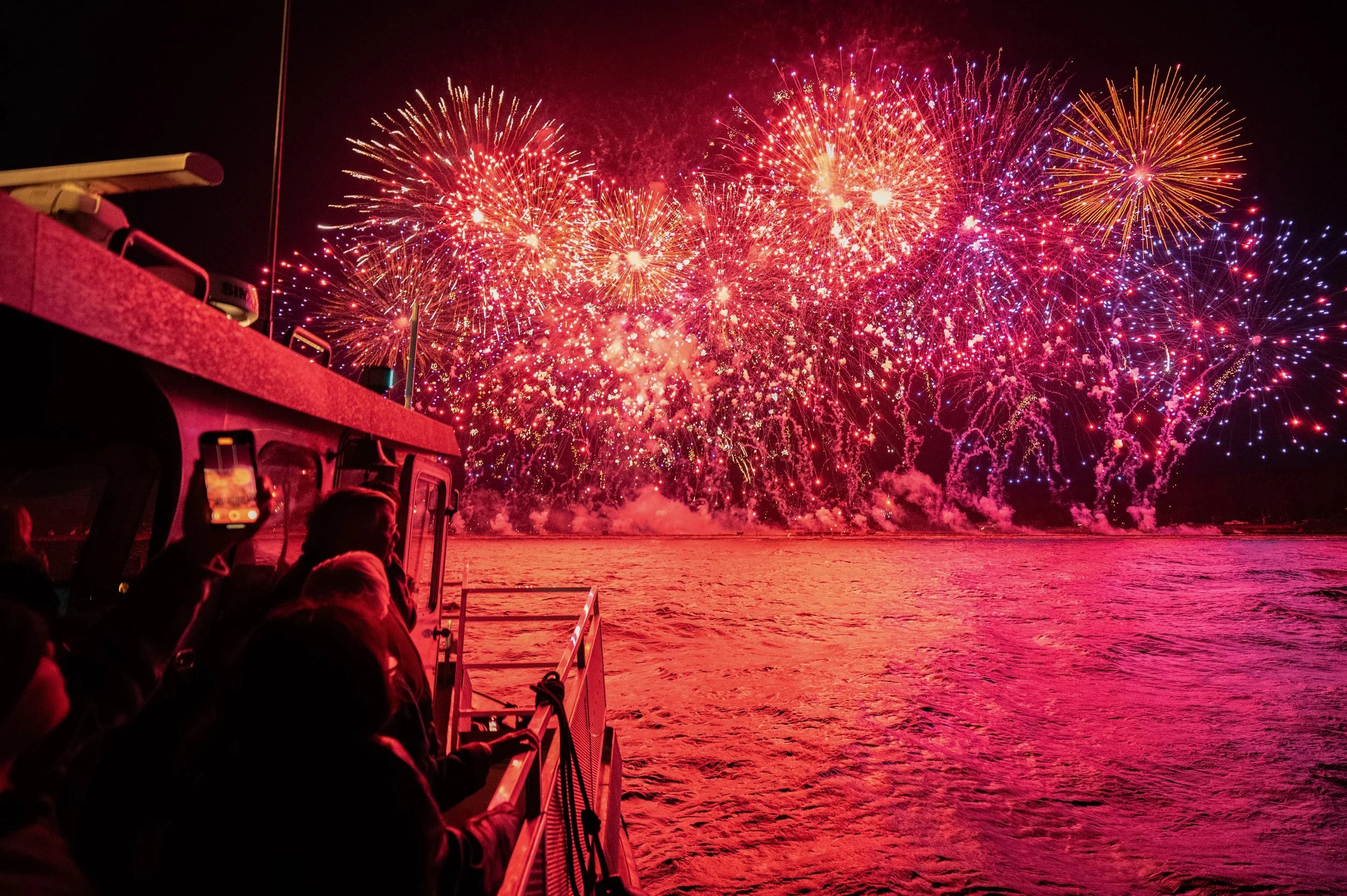 Yearly 4th of July fireworks display from neighboring Lopez Island