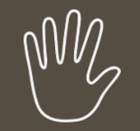 Outline illustration of a human hand, symbolising hands-on experience with the Montessori materials.