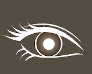 Close-up of an eye illustrated in white on a brown background, symbolising the art of observation and observing.