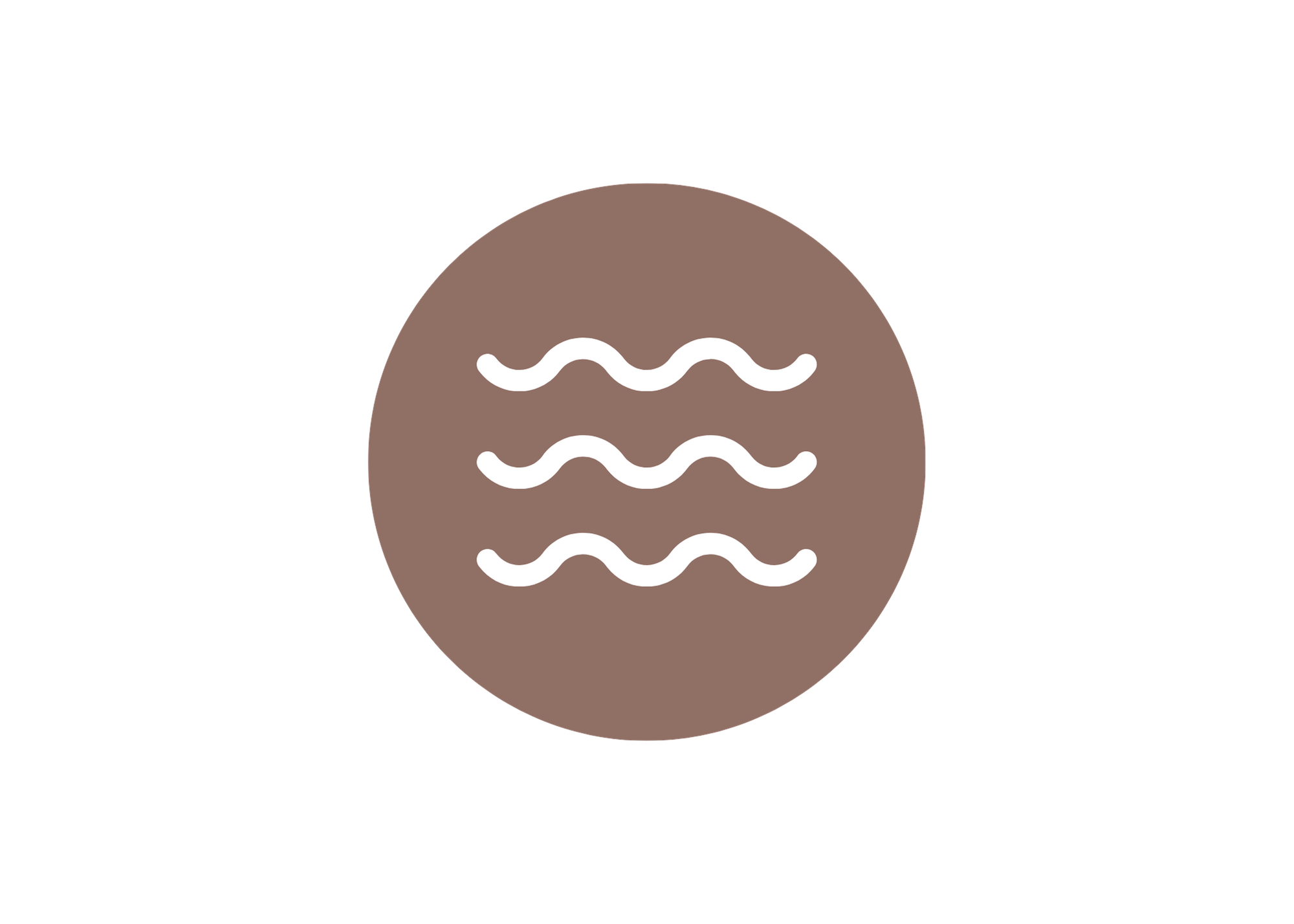 A digital illustration of a face mask with a brown base and white wavy lines.
