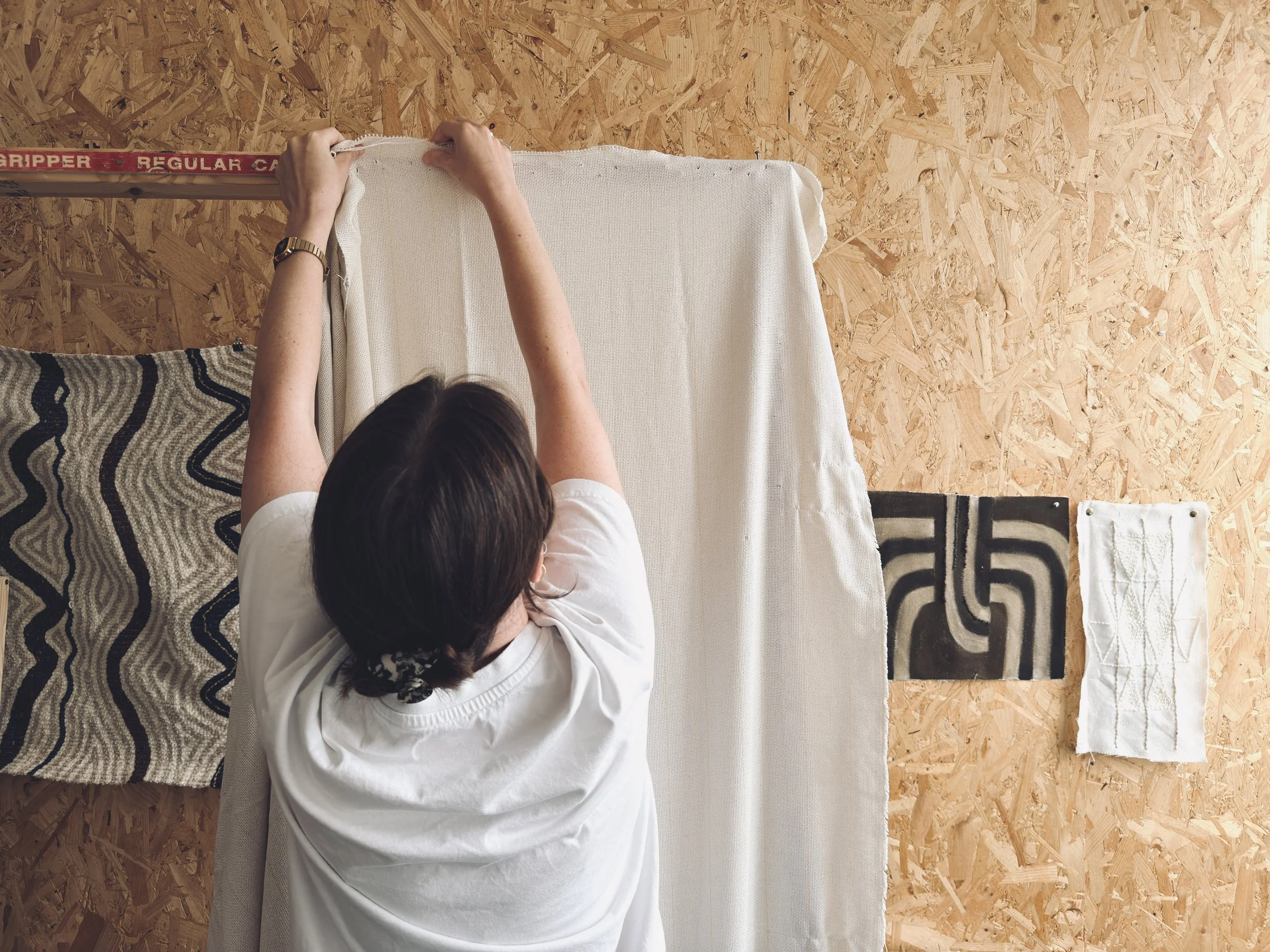 Alice Liprot textile artist maker working in her studio