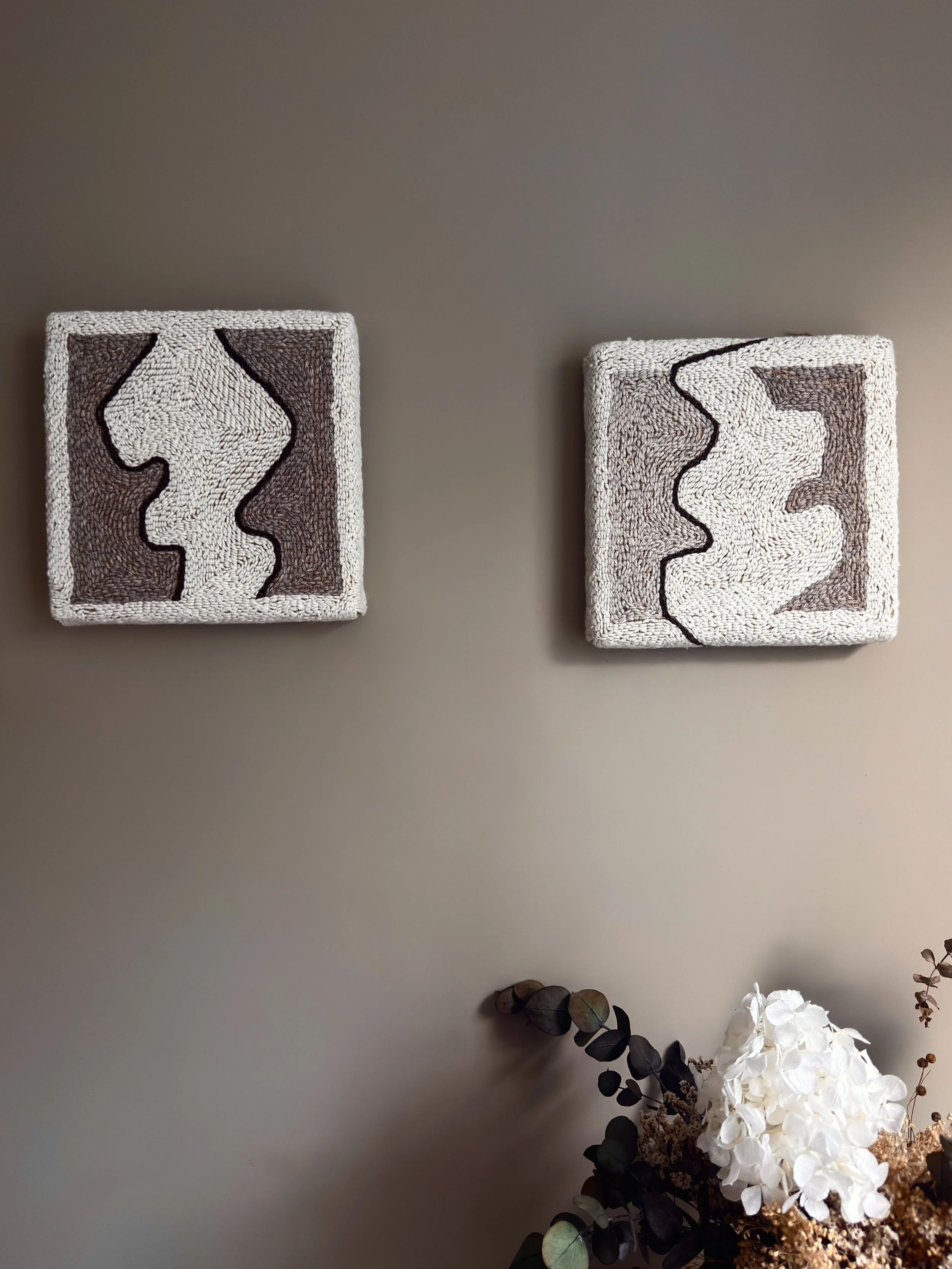 textile wall art serie by Alice Liptrot hanging on the wall