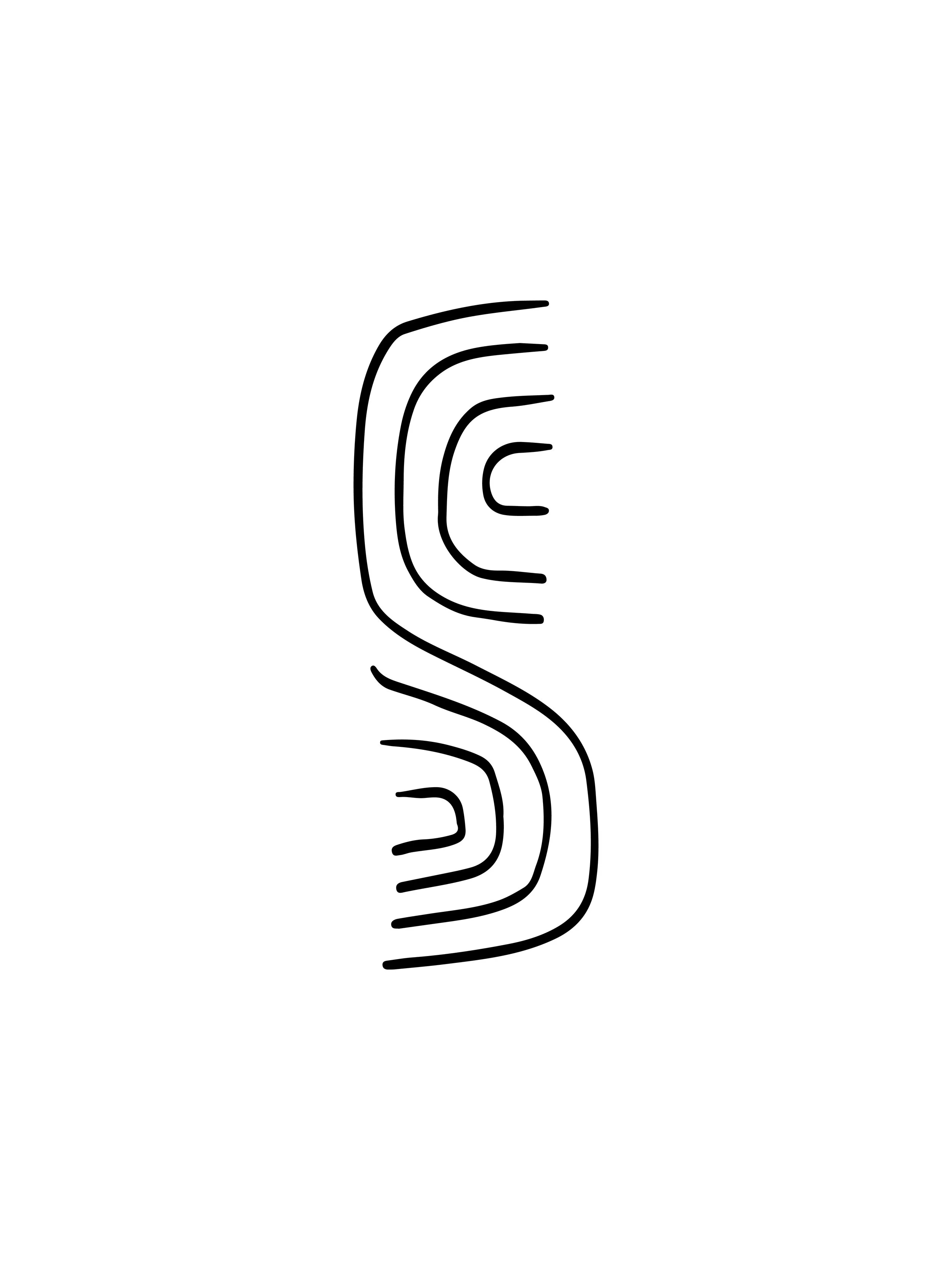 Minimalist black and white line drawing of an ear.