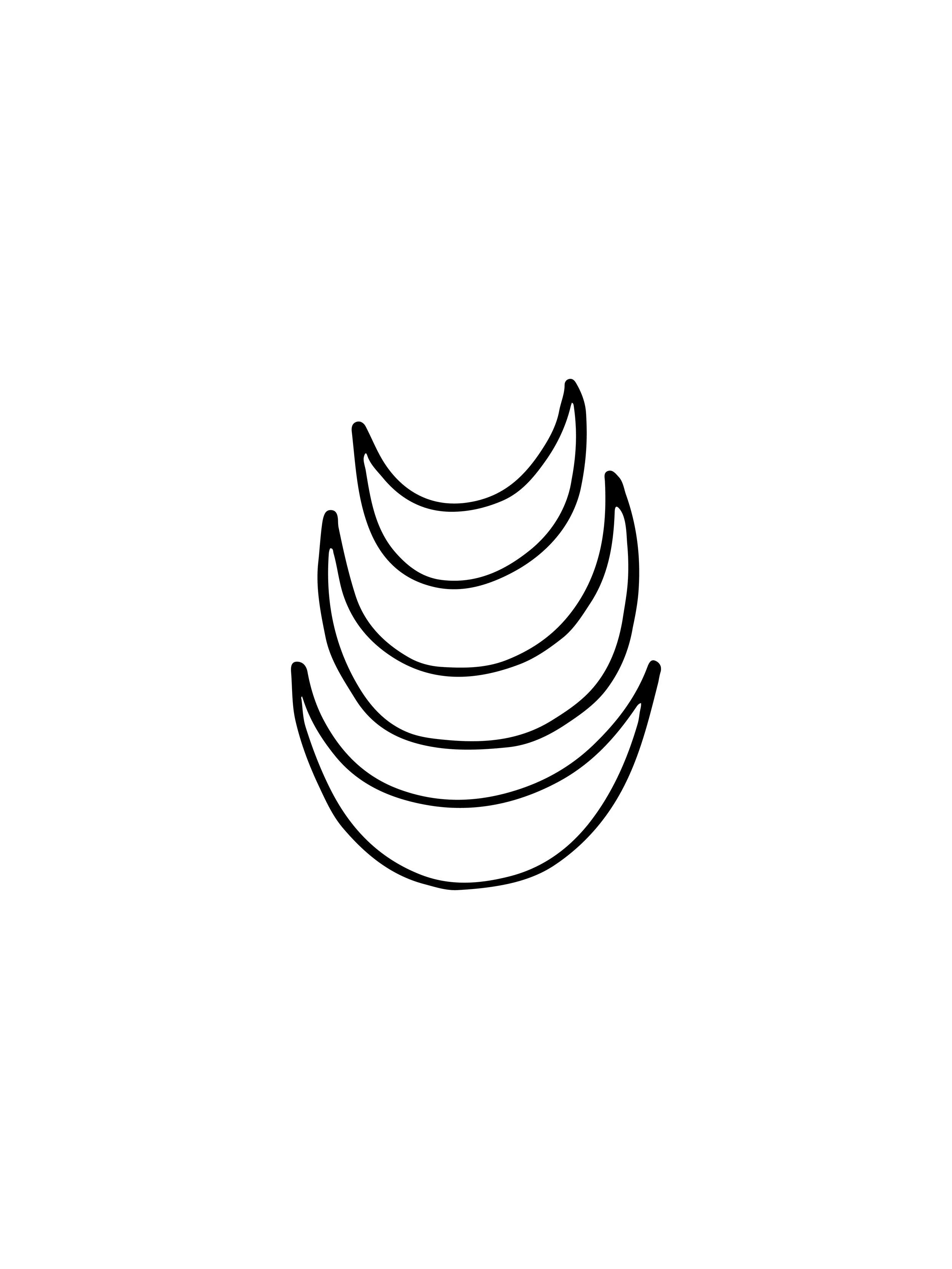 Line drawing of a chick with closed eyes, looking upwards.