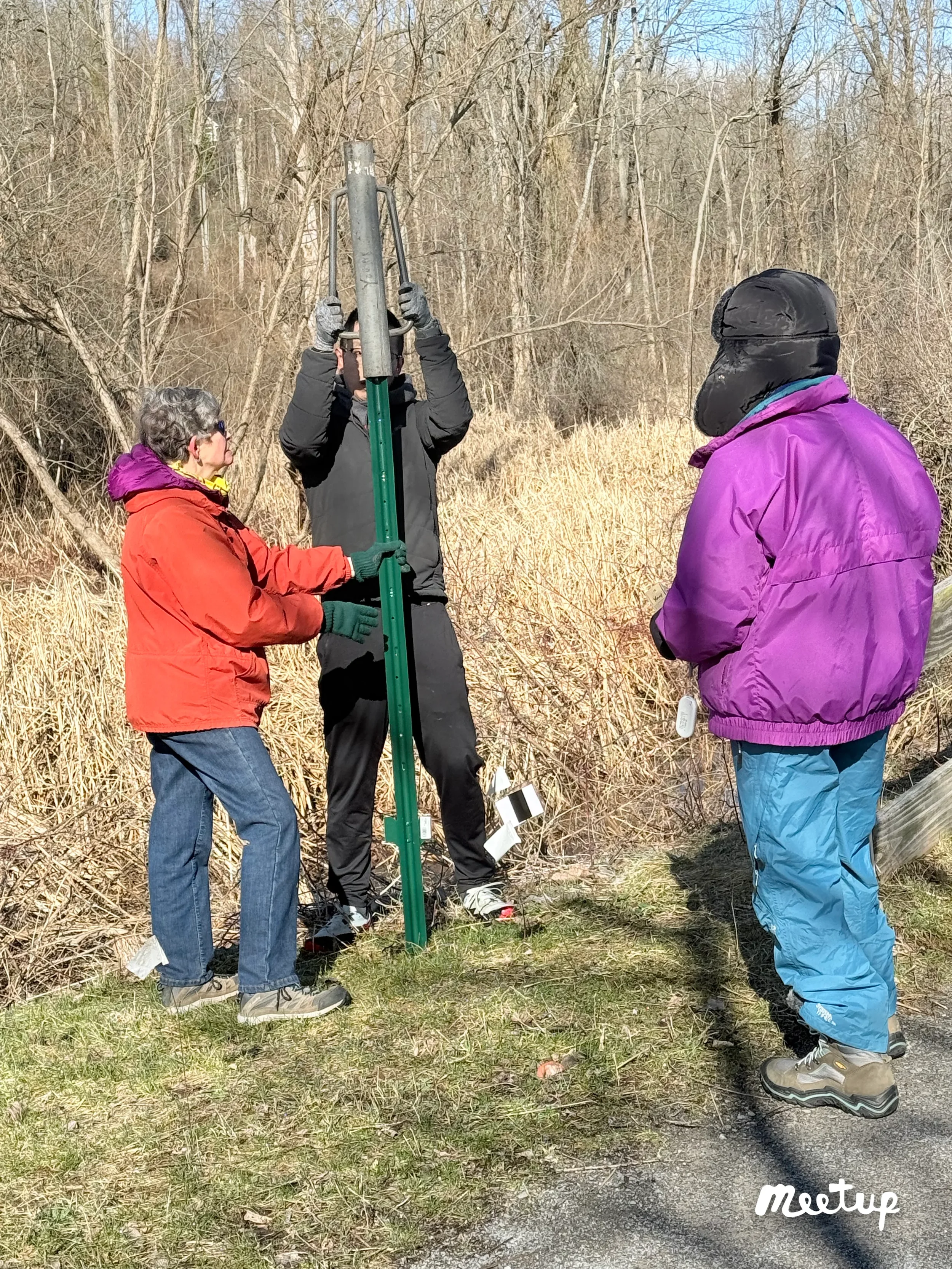 Installing bird boxes along the Auburn Rail Trail