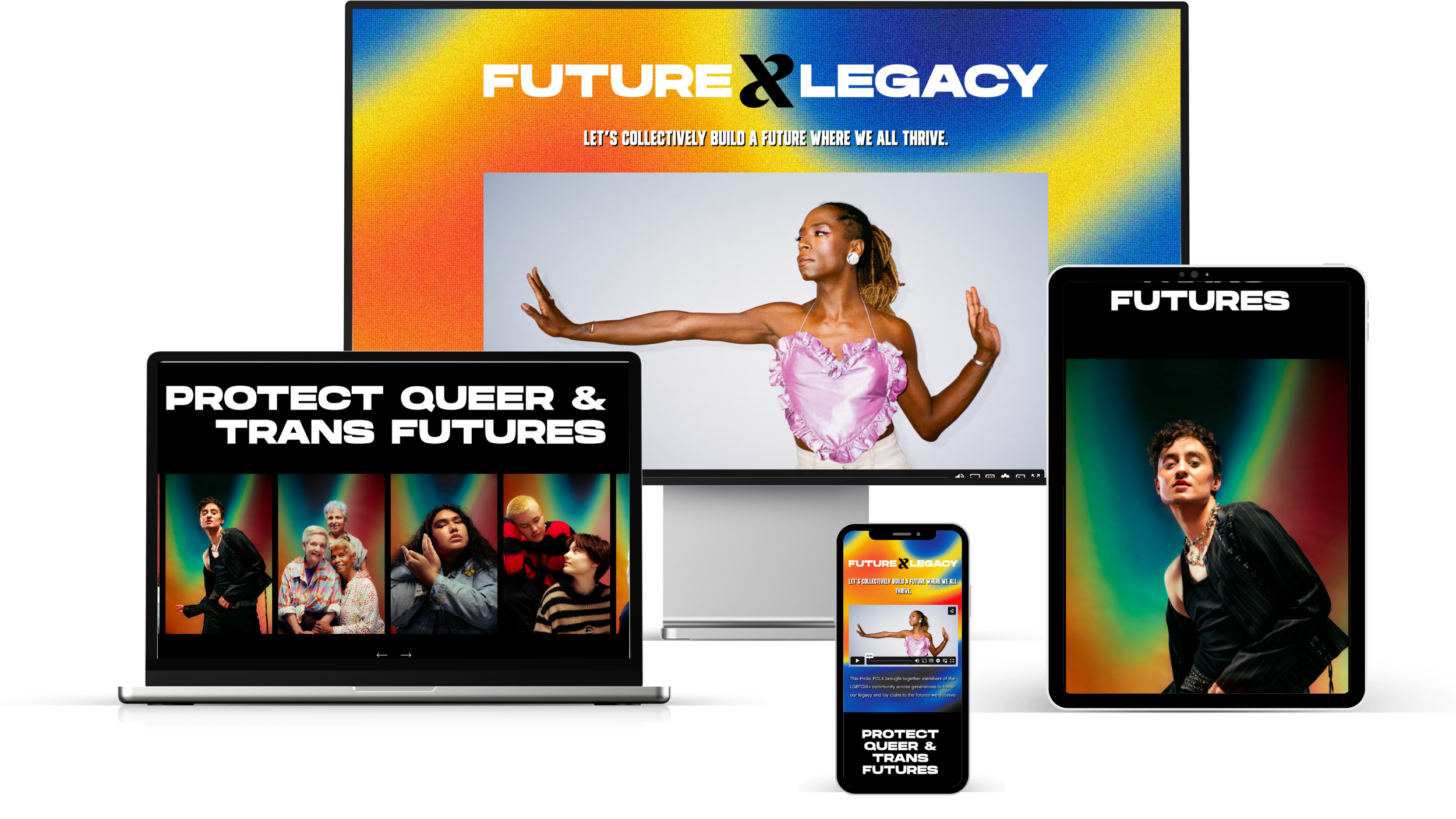 Mockup of FOLX Health website on different devices.