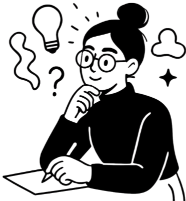 Cartoon of Avni brainstorming ideas