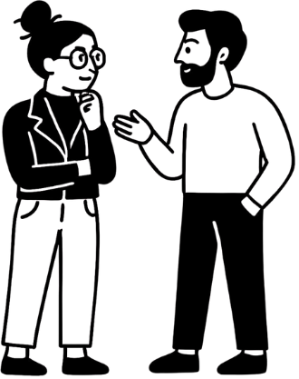 Cartoon of Avni listening to a client