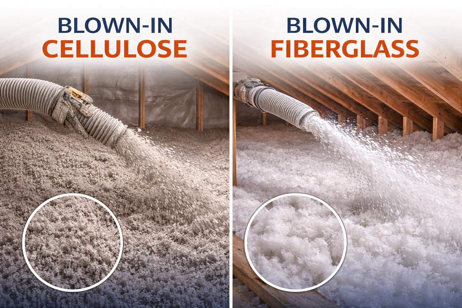 Blown in Cellulose VS Blown In Fiberglass for attic energy efficiency
