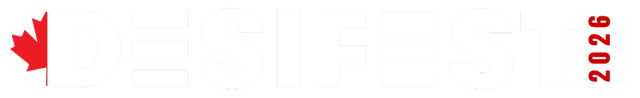 Logo for DESIFEST 2026 with a red maple leaf in place of the letter 'I'.