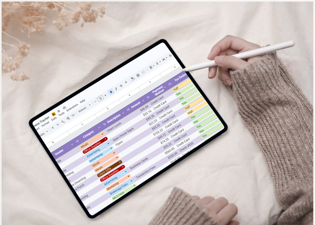 Business Tracker Spreadsheet real estate management transaction