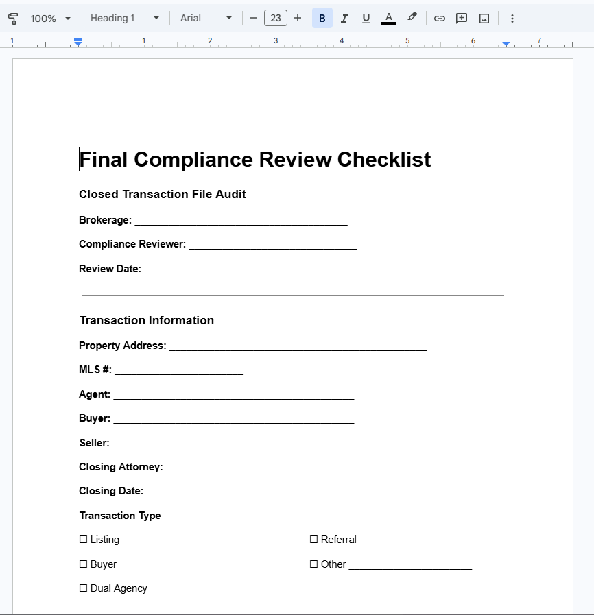 Broker Final Compliance Template
