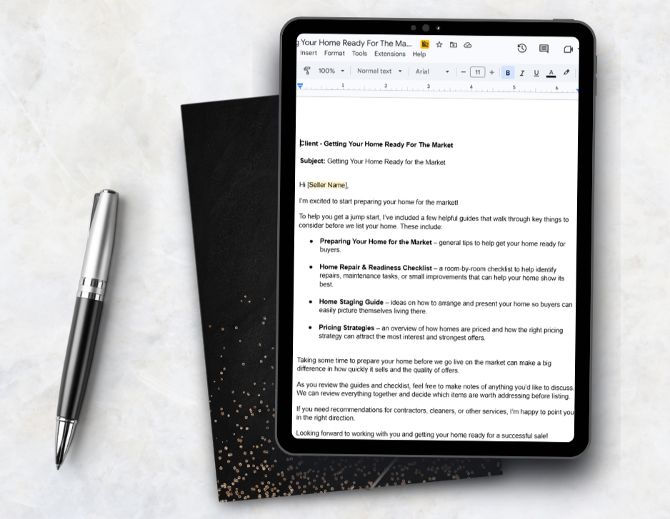 Email templates real estate transaction management buyers sellers