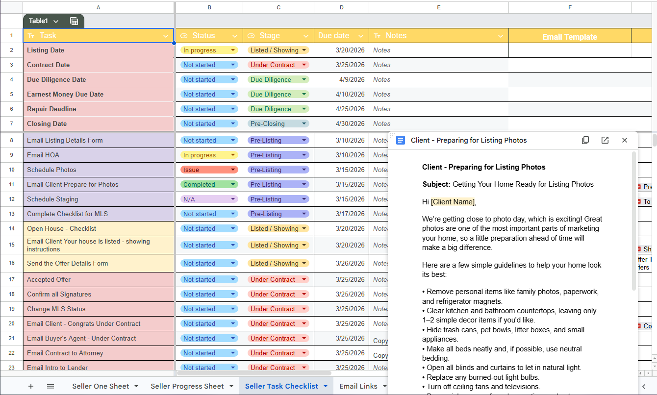 Task Checklist