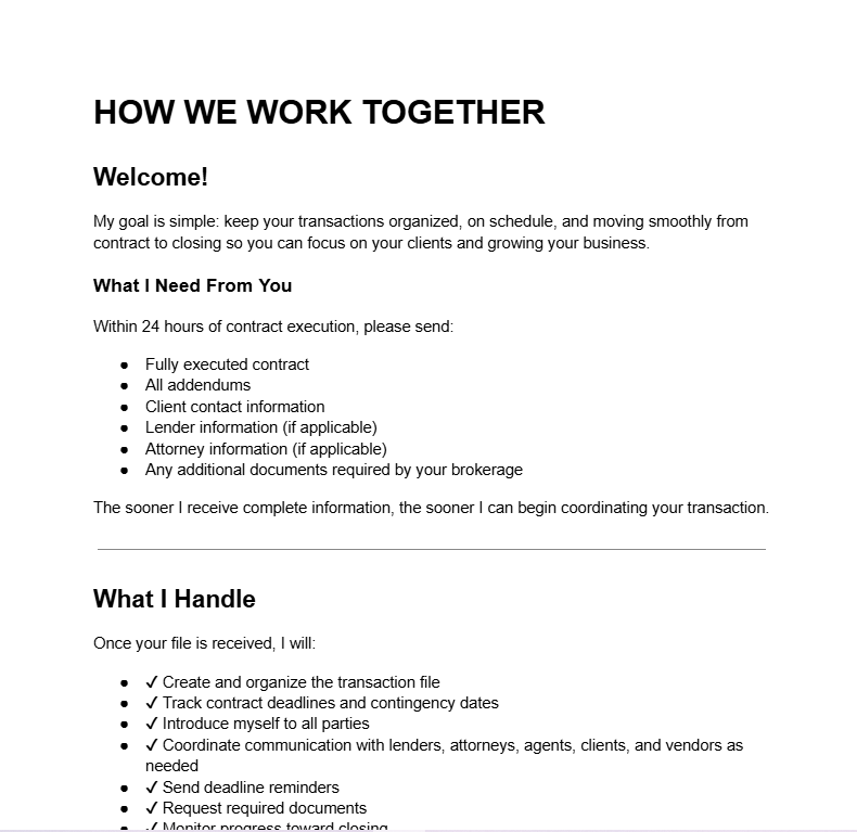 How We Work Together Template