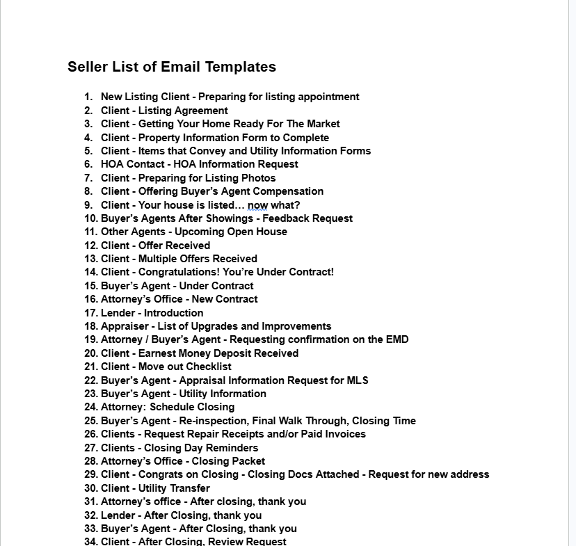 Seller Email Templates