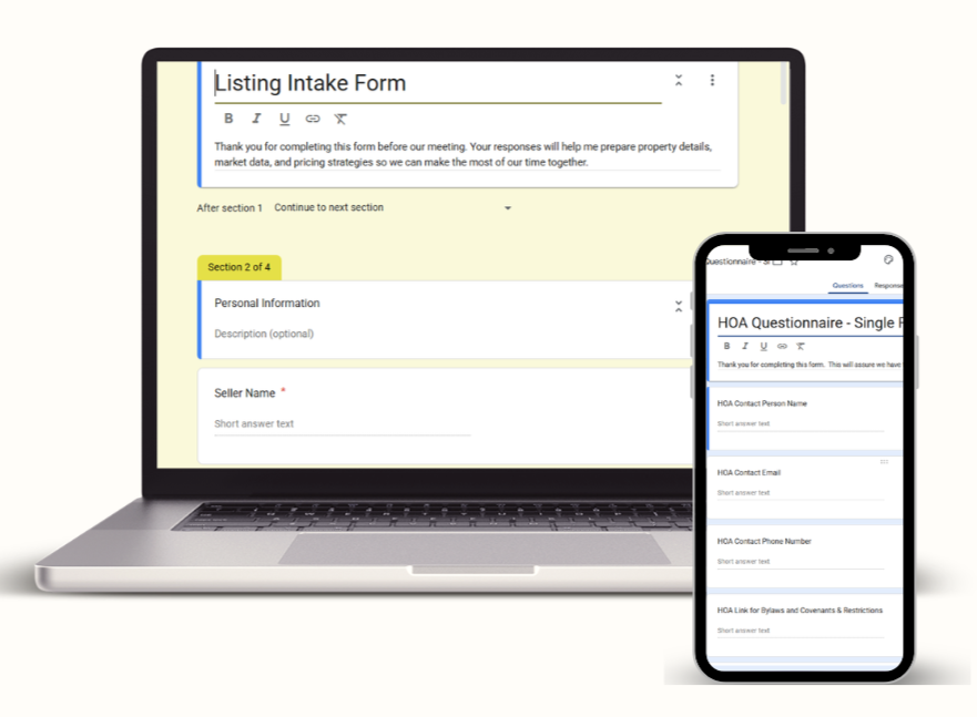 Ready to use google forms template real estates