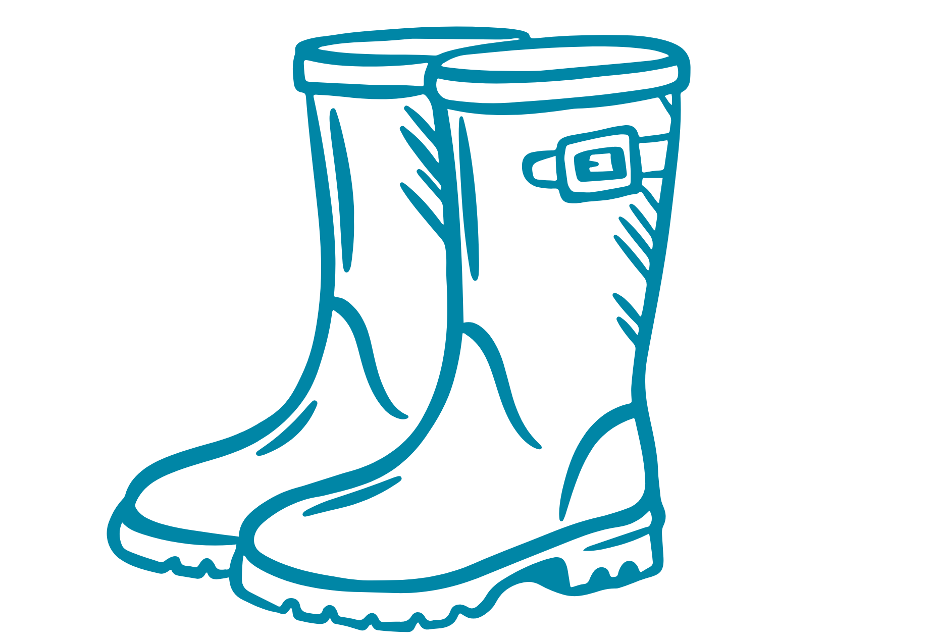 Bottes de pluie bleues avec semelles antidérapantes.