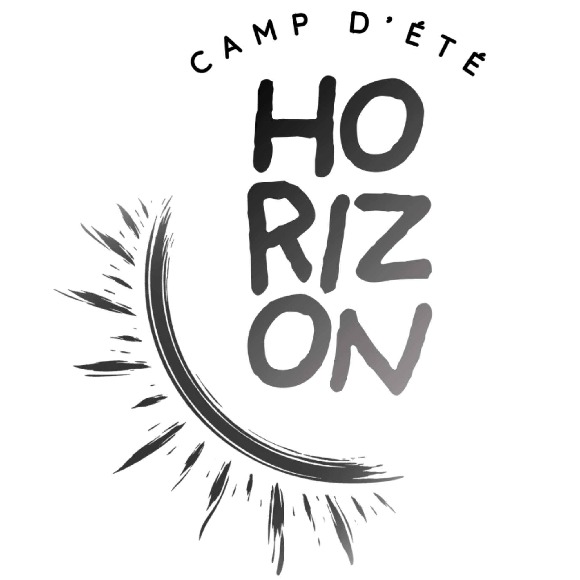 Logo avec le texte 'HORIZON' écrit en haut et en bas, entouré d’un croissant de lune avec des étoiles.
