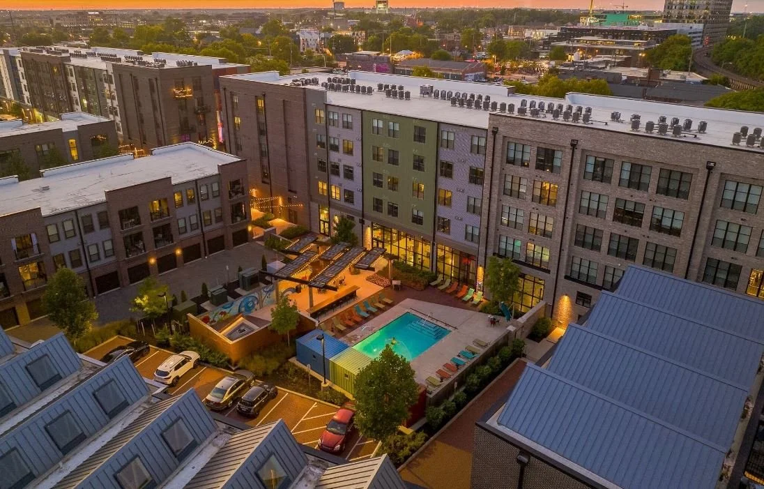 Pool are - townhome roofs, back of apartments.JPG