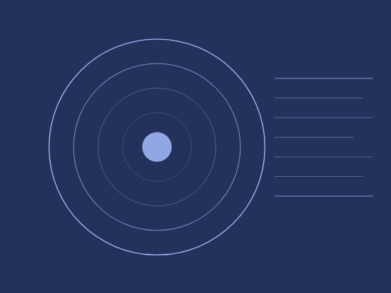 A diagram of a target with concentric circles and a bullet hole at the center, accompanied by labels on the right side.