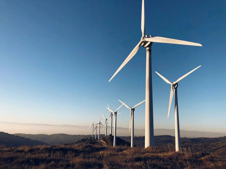 Wind turbines on skyscape