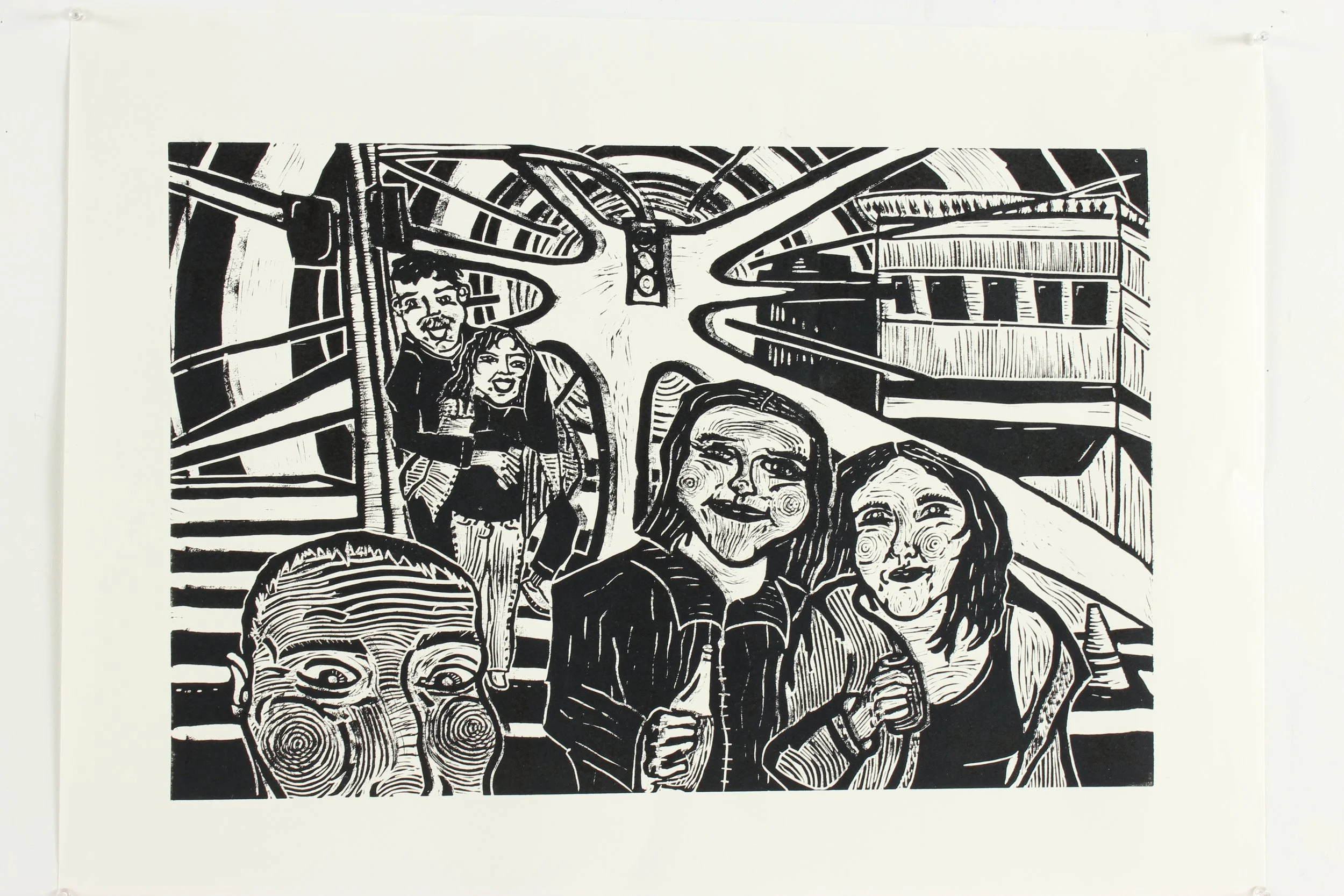 "Streets" 2025 Lino cut 26'x24'