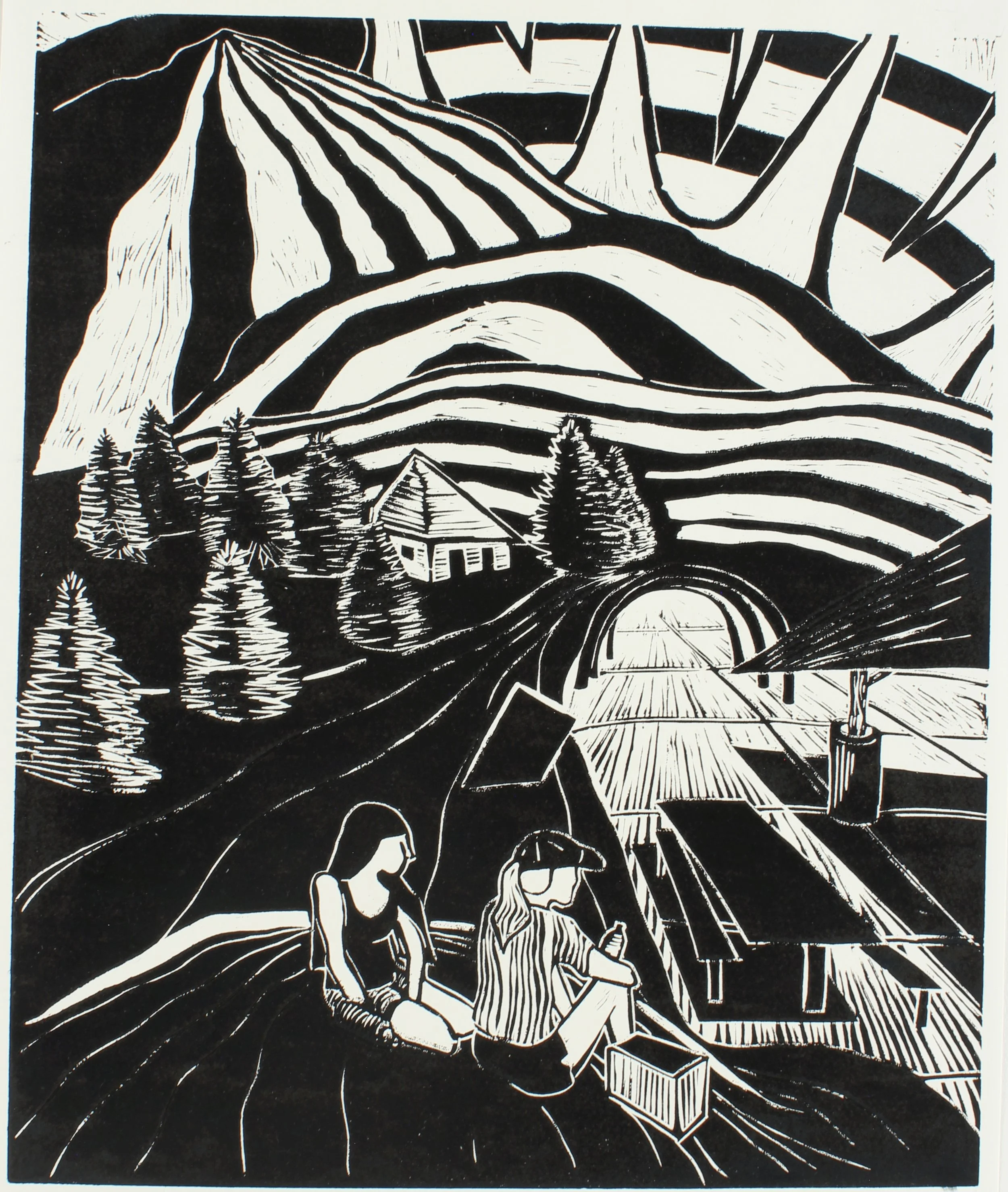 "Mountain View" 2026 Lino cut 26'x24'