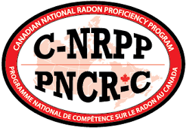Logo with the text 'C-NRPP PNCR-C' inside a red and black circular border, representing the Canadian National Radon Proficiency Program.