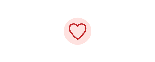 Red heart icon inside a light pink circle.