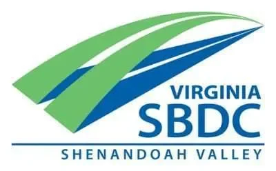 Virginia SBDC Shenandoah Valley logo with green and blue stylized checkmark design.