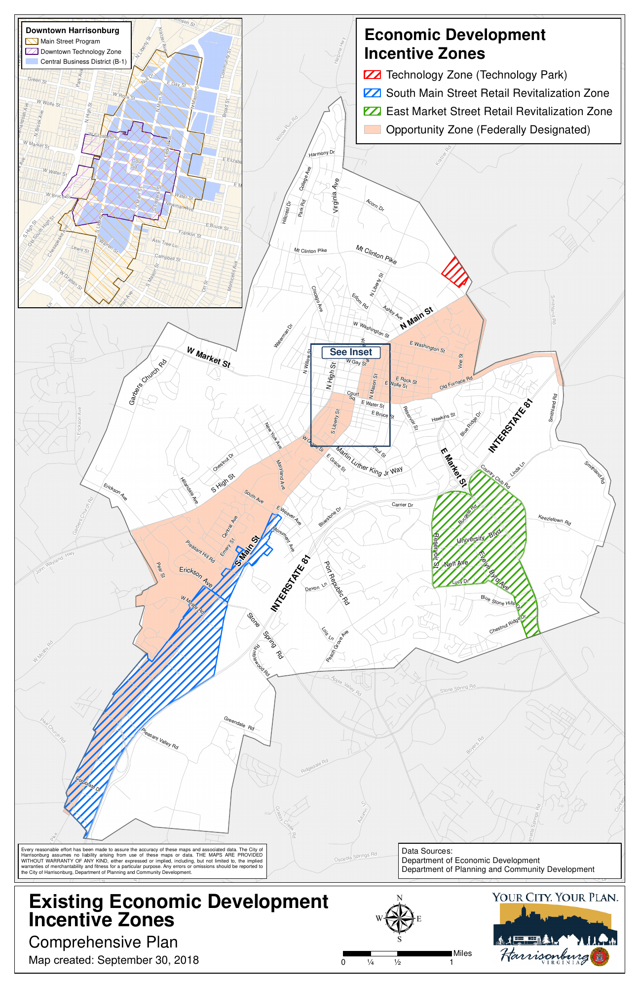 Map of the Incentive Zones in Harrisonburg Virginia