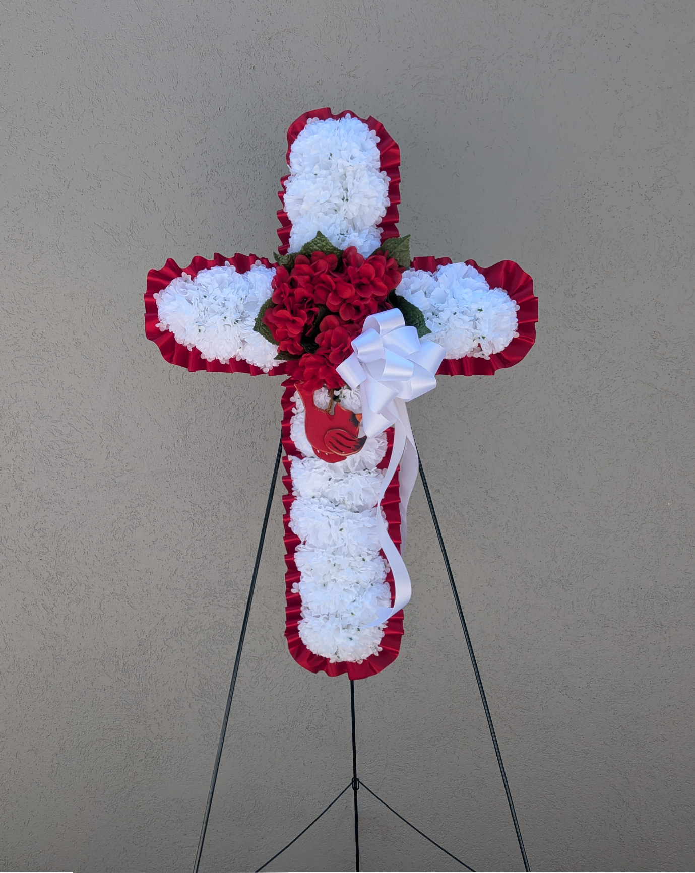 Elegant Silk Flower Cross for Sympathy Functions