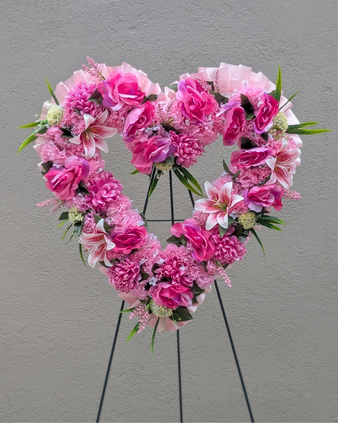 Silk Open Heart Floral Arrangement for Sympathy Occasions