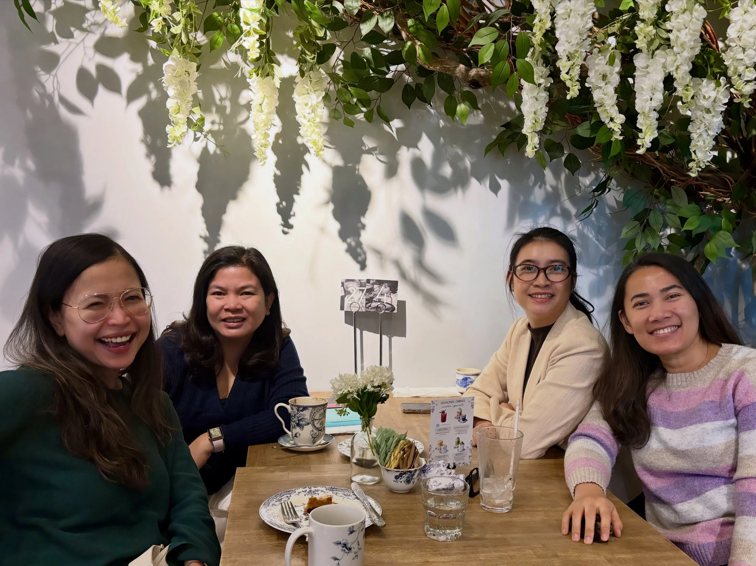 The core team of Asia Forward Podcast. Left-Right: Ade Astuti Kidwell, Dian Agustin Widyastuti, Ei Thant Sin, Ledy Simarmata. Washington DC, December 2025.