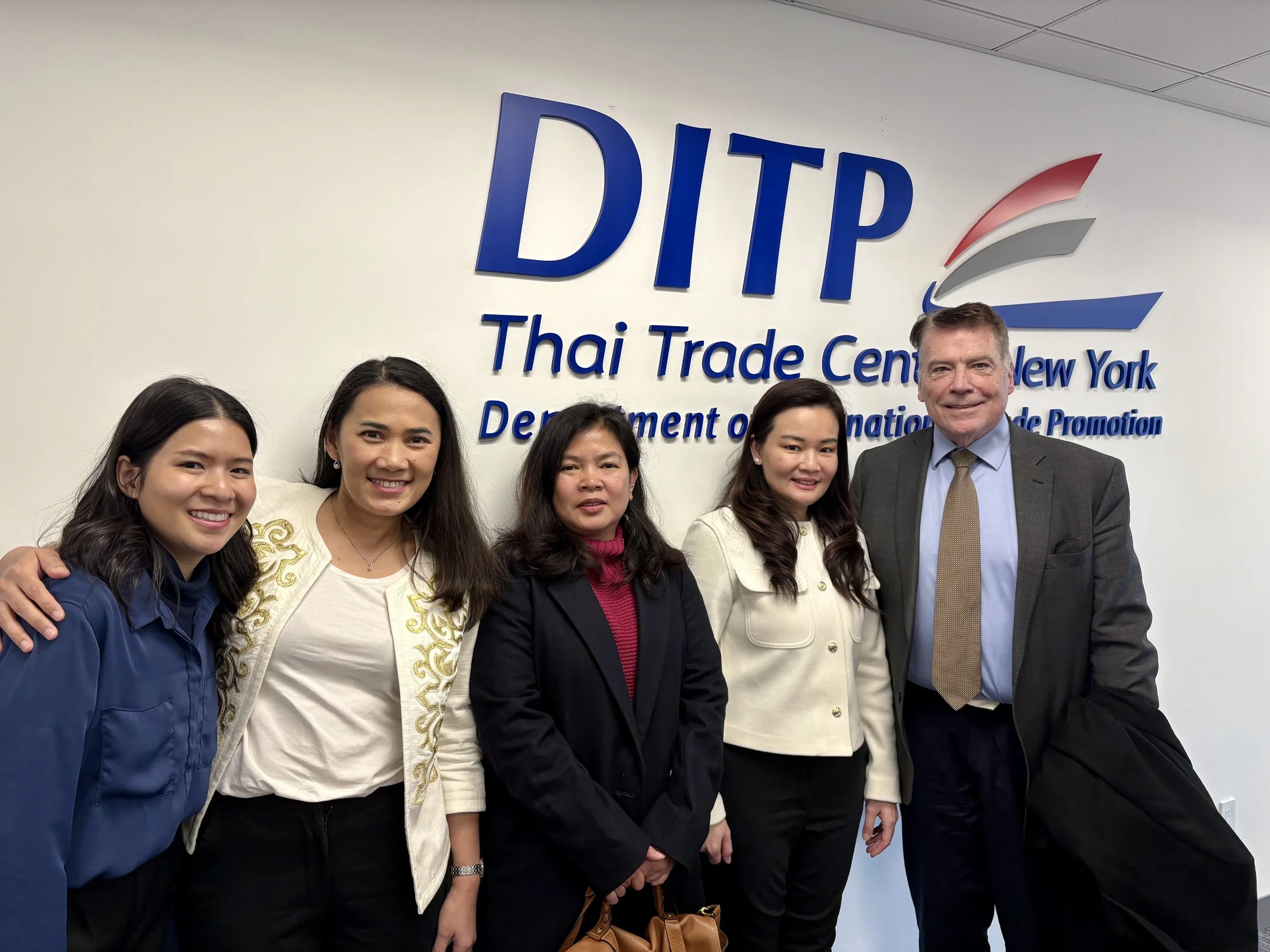 Meeting with Thai Trade Center New York for Asia Forward Podcast episodes on Thailand. Left-Right: Duen (Thai Trade Center NY), Ledy Simarmata, Dian Agustin Widyastuti, Ketsuree Vijaranakorn (Executive Director of Thai Trade Center NY), Cameron Hume.