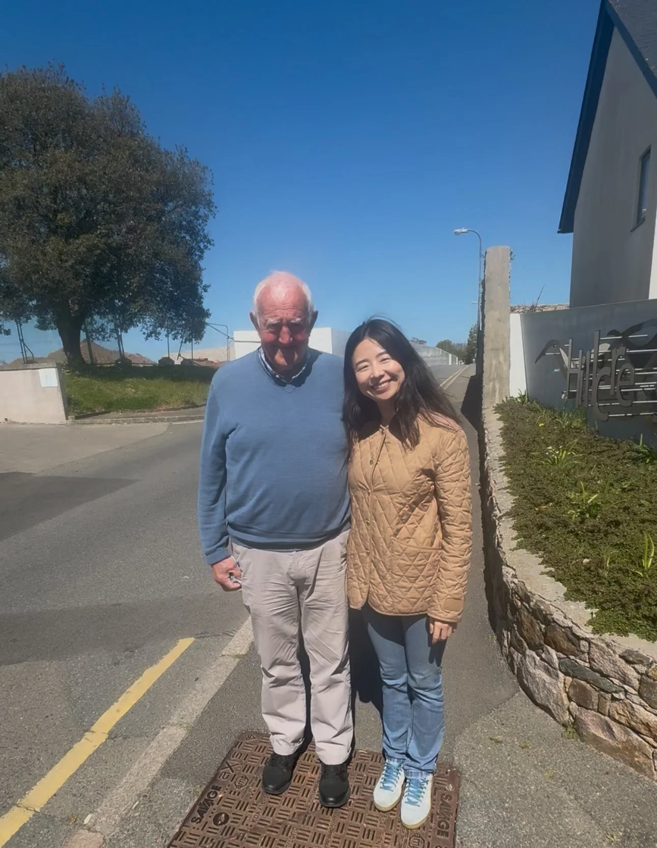 Victoria Li independent candidate for Deputy St Helier North Jersey Election 2026, walking and visiting the Overdale hospital site for a better understanding of the progress.