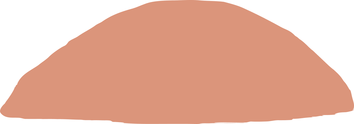 Organic handpainted Illustration of an orange semi-circle or dome top.