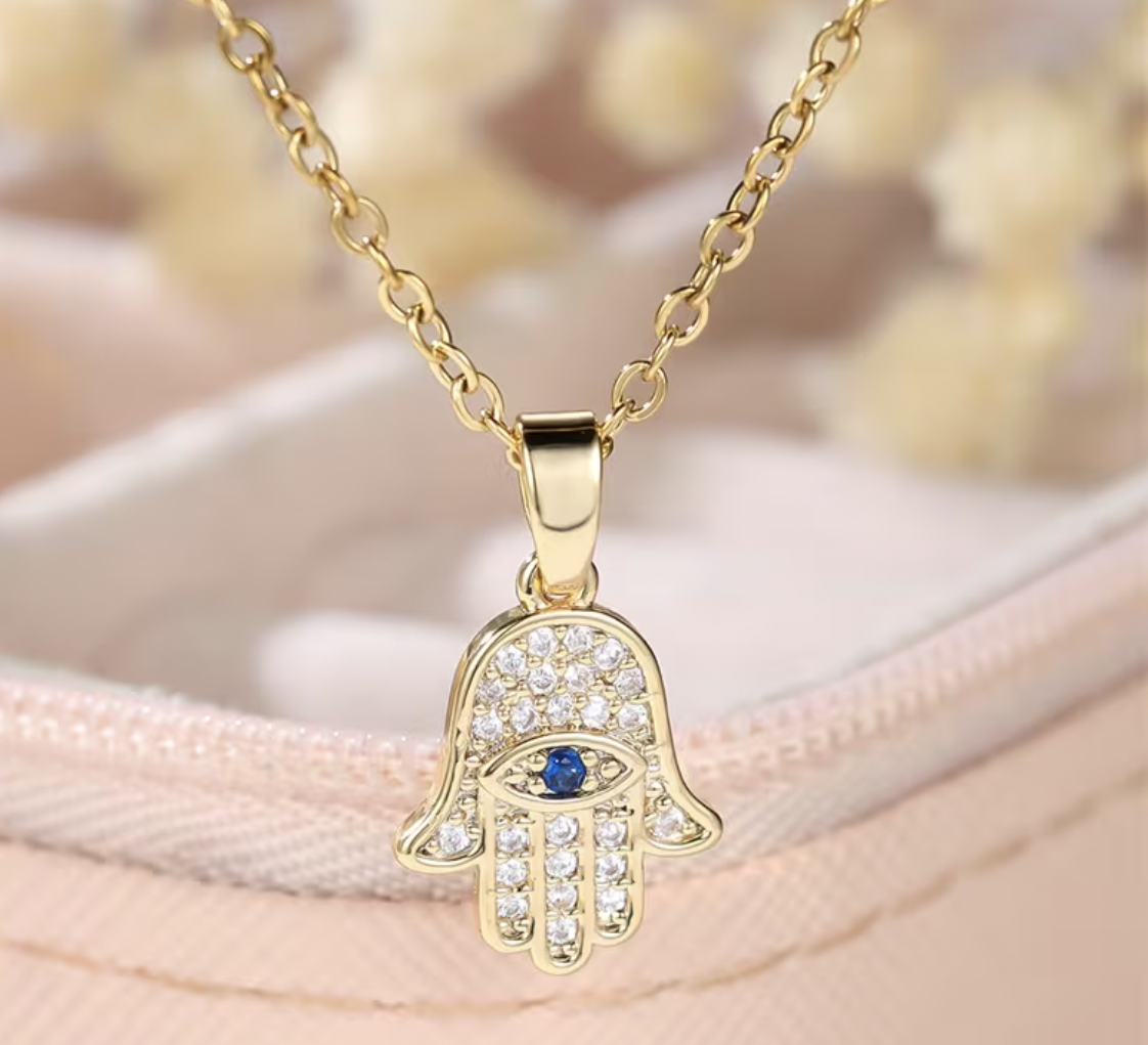 Hamsa Hand Golden Necklace