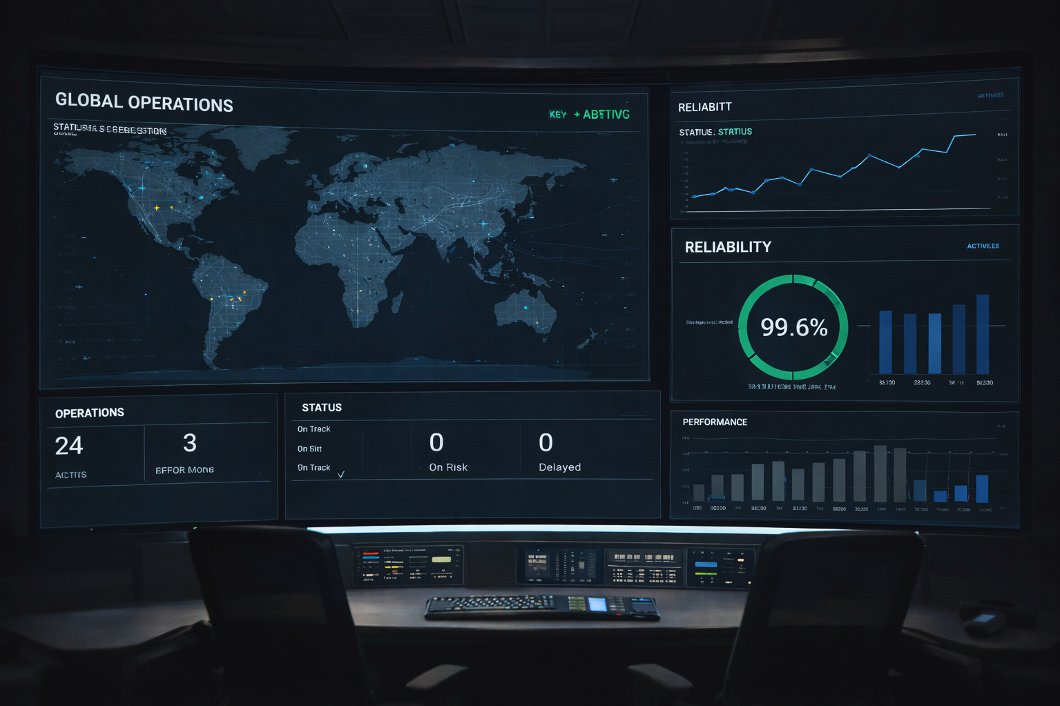 Allendale Advisory Group - Global operations dashboard representing enterprise oversight and disciplined execution