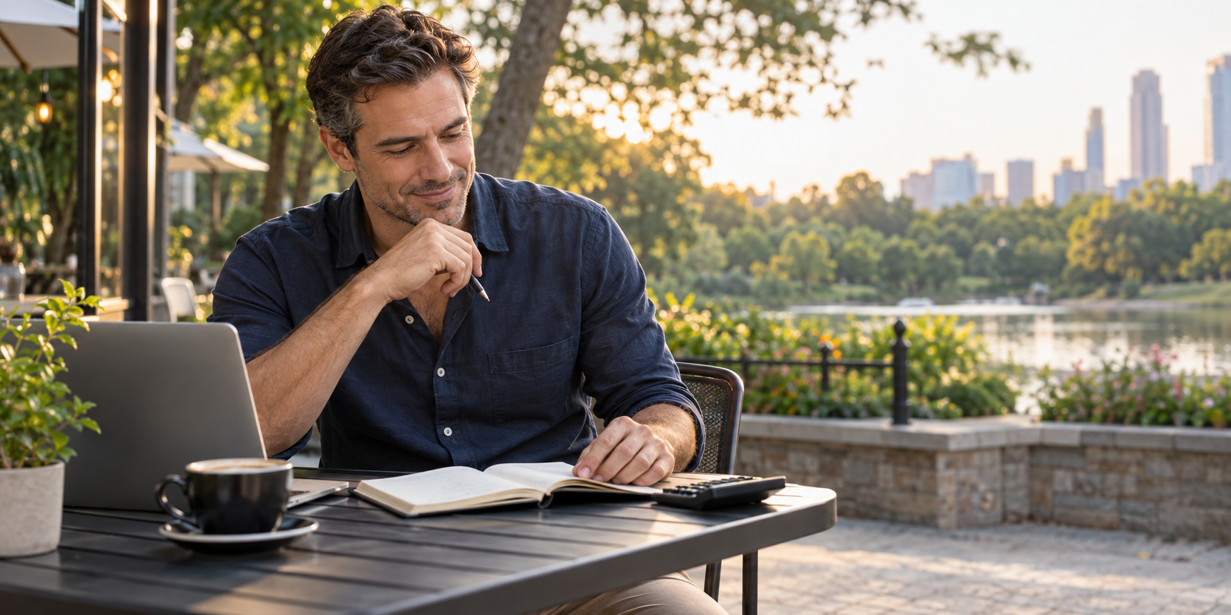 Man reviewing a personal budget and lifestyle goals