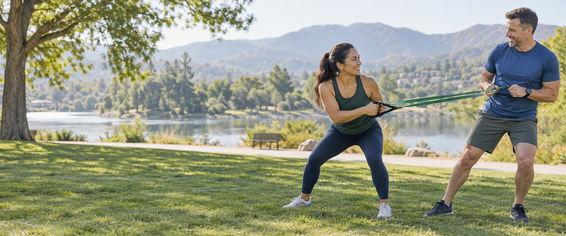 Couple exercising outdoors
