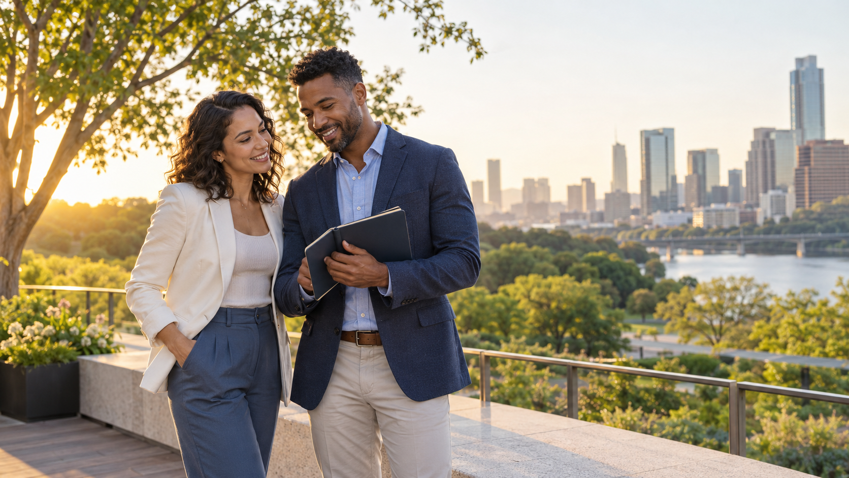 Couple planning new careers and shared lifestyle goals