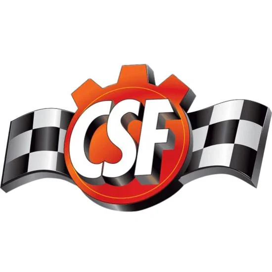 Logo with the letters 'CSF' in the center and checkered flags on each side, with a gear behind the letters.