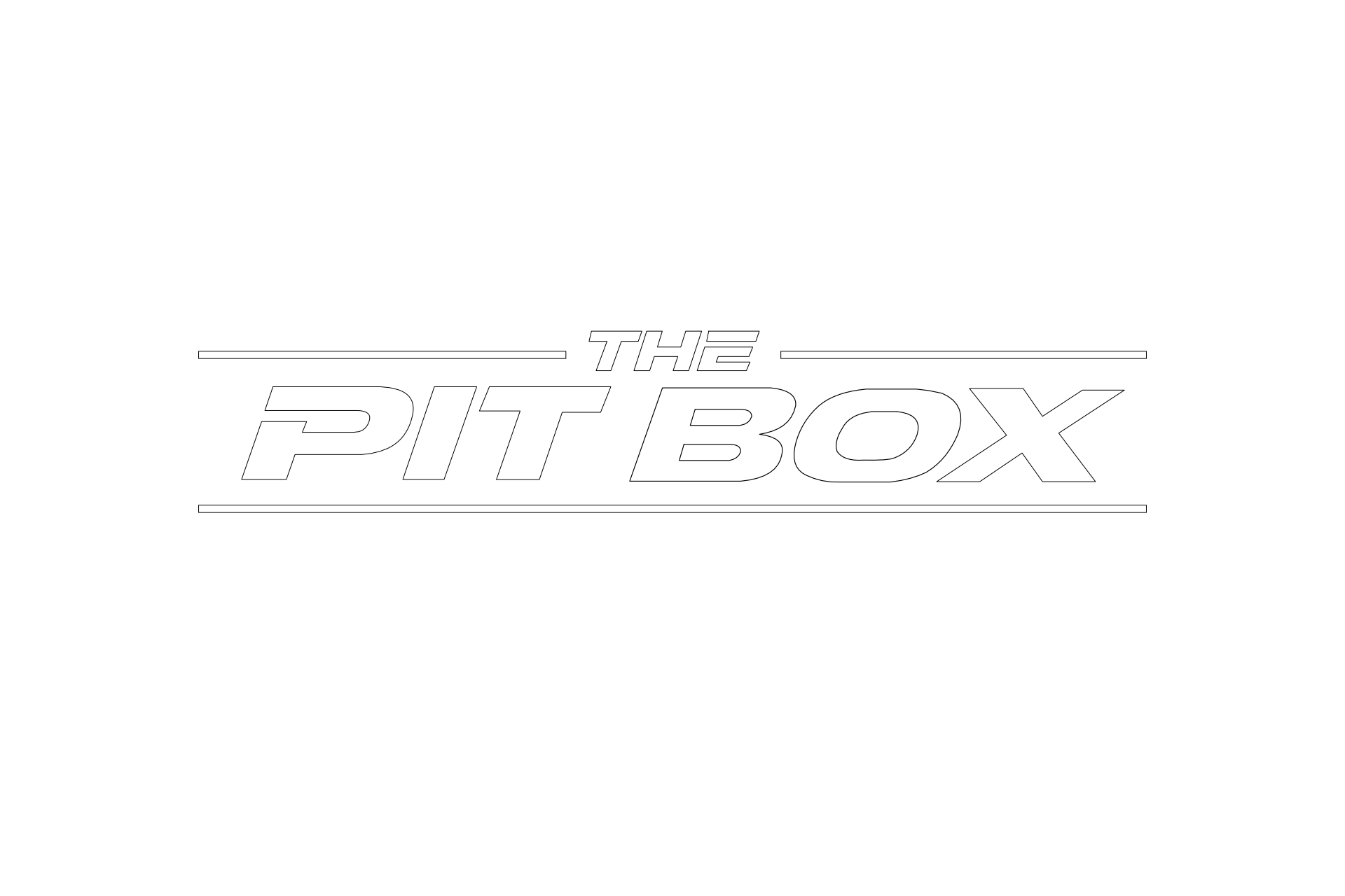 Black background with white text saying "The Pit Box" in a stylized font.