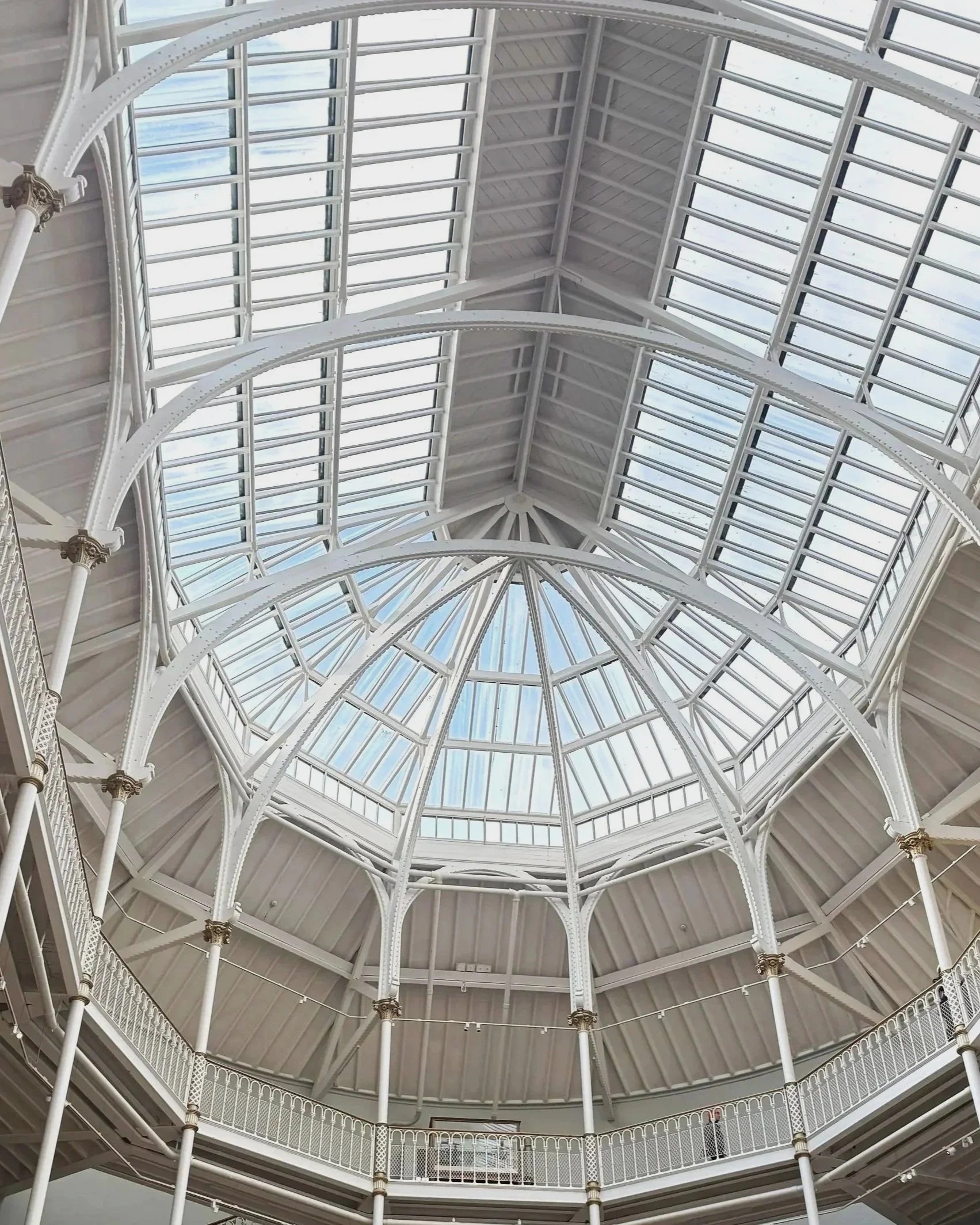 Interior glass dome and ironwork ceiling at the National Museum of Scotland in Edinburgh.