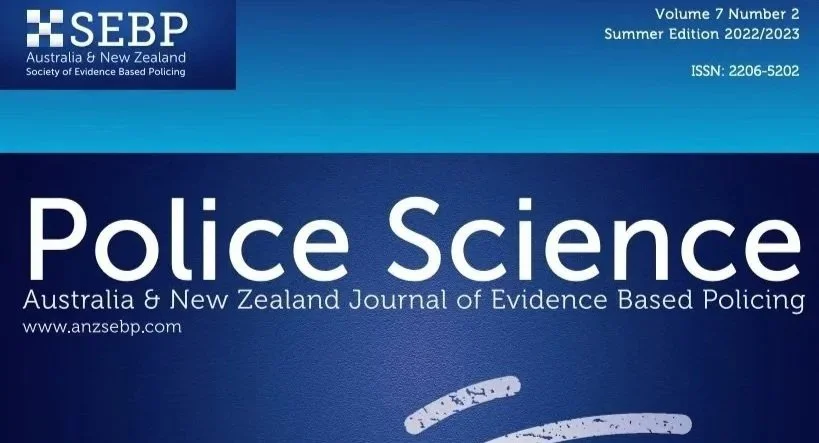 Police Science conference publication and presentation graphic related to evidence-based policing research.