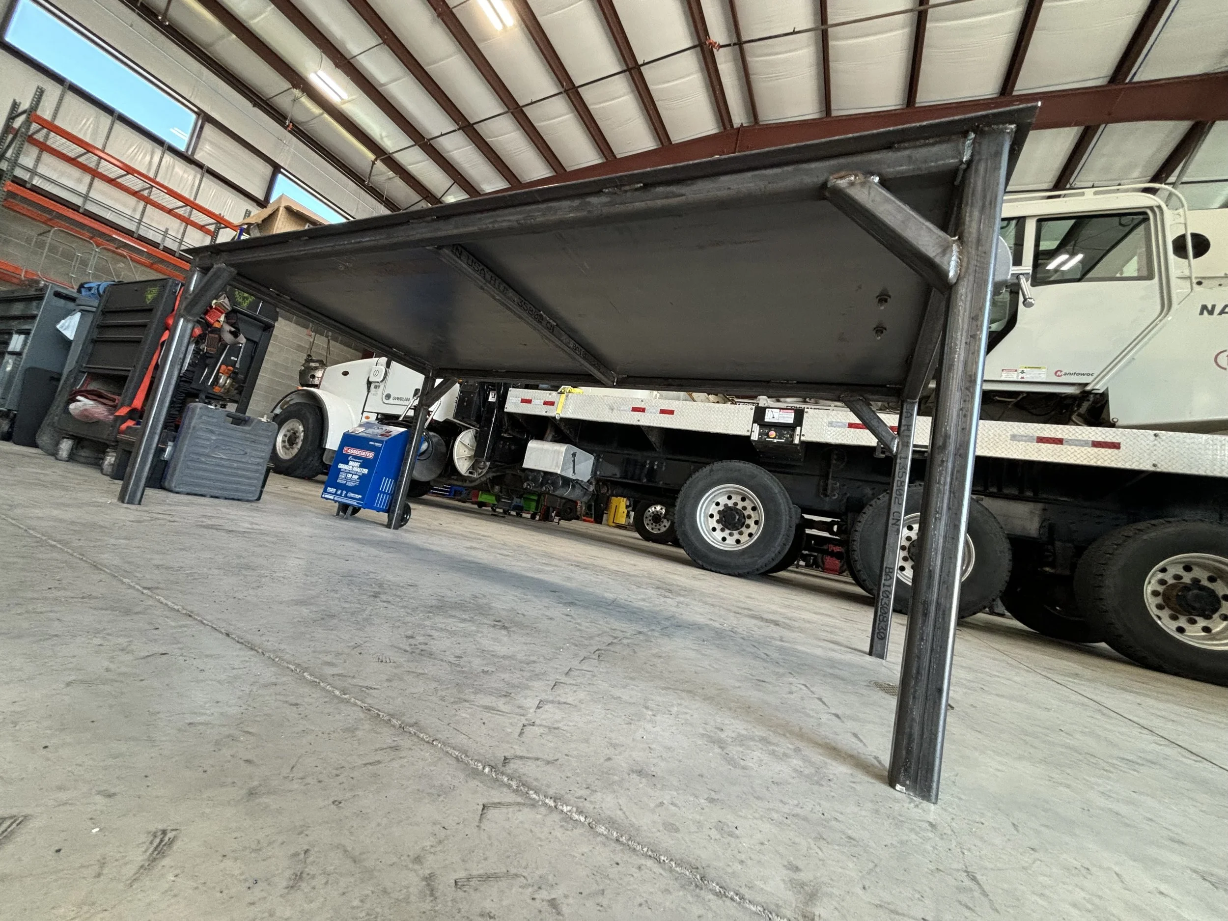 A custom fabricated workbench by SPK MetalworX.